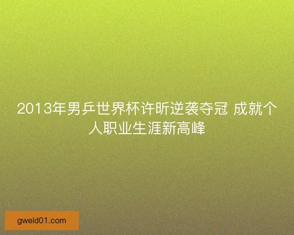 2013年男乒世界杯许昕逆袭夺冠 成就个人职业生涯新高峰