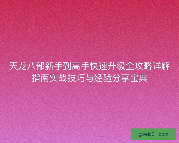 天龙八部新手到高手快速升级全攻略详解指南实战技巧与经验分享宝典