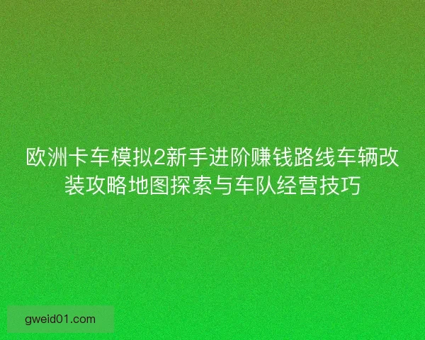 欧洲卡车模拟2新手进阶赚钱路线车辆改装攻略地图探索与车队经营技巧